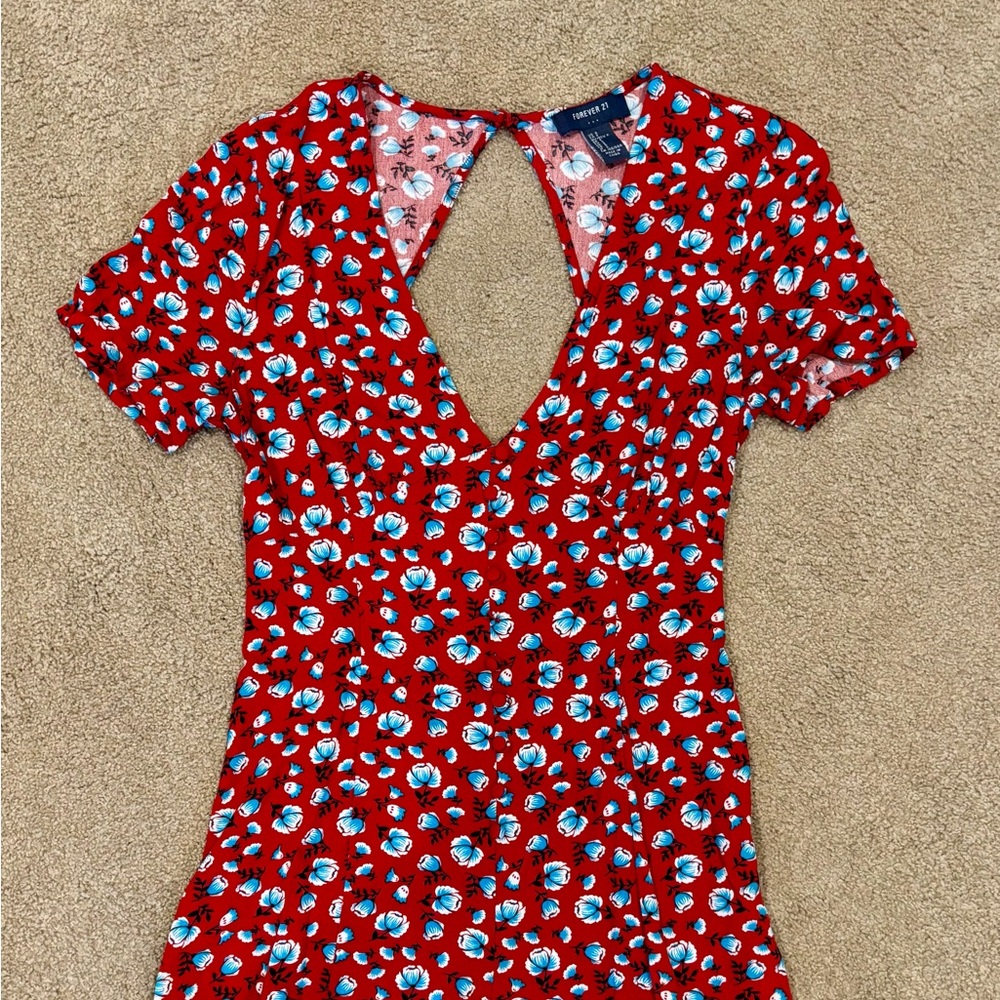 Red Floral V-Neck Romper